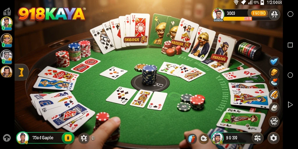 Screenshot 918KAYA menampilkan gameplay Gaple yang menyenangkan.
