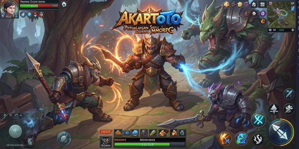 Gameplay seru AKARTOTO menampilkan pertempuran dan eksplorasi dunia fantasi.