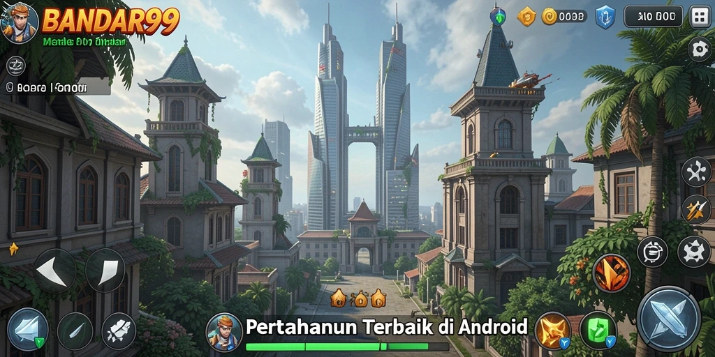 Tampilan permainan Tower Defense BANDAR99 yang seru dan menarik.
