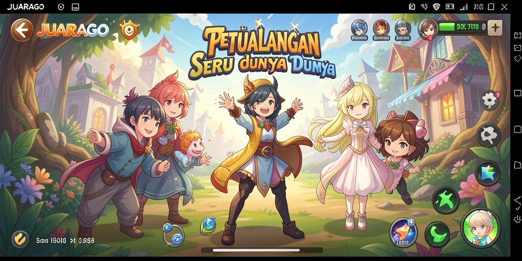 Screenshot gameplay JUARAGO menunjukkan aksi seru dalam pertempuran anime.