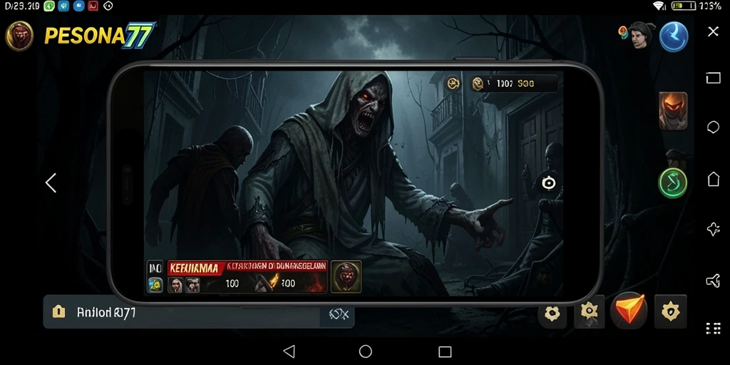 Screenshot utama dari PESONA77 menampilkan suasana mencekam dan gameplay yang intens.