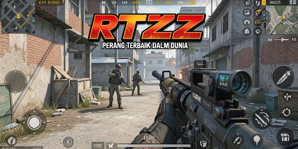 Screenshot RTZZ menampilkan adegan intens dalam gameplay FPS.